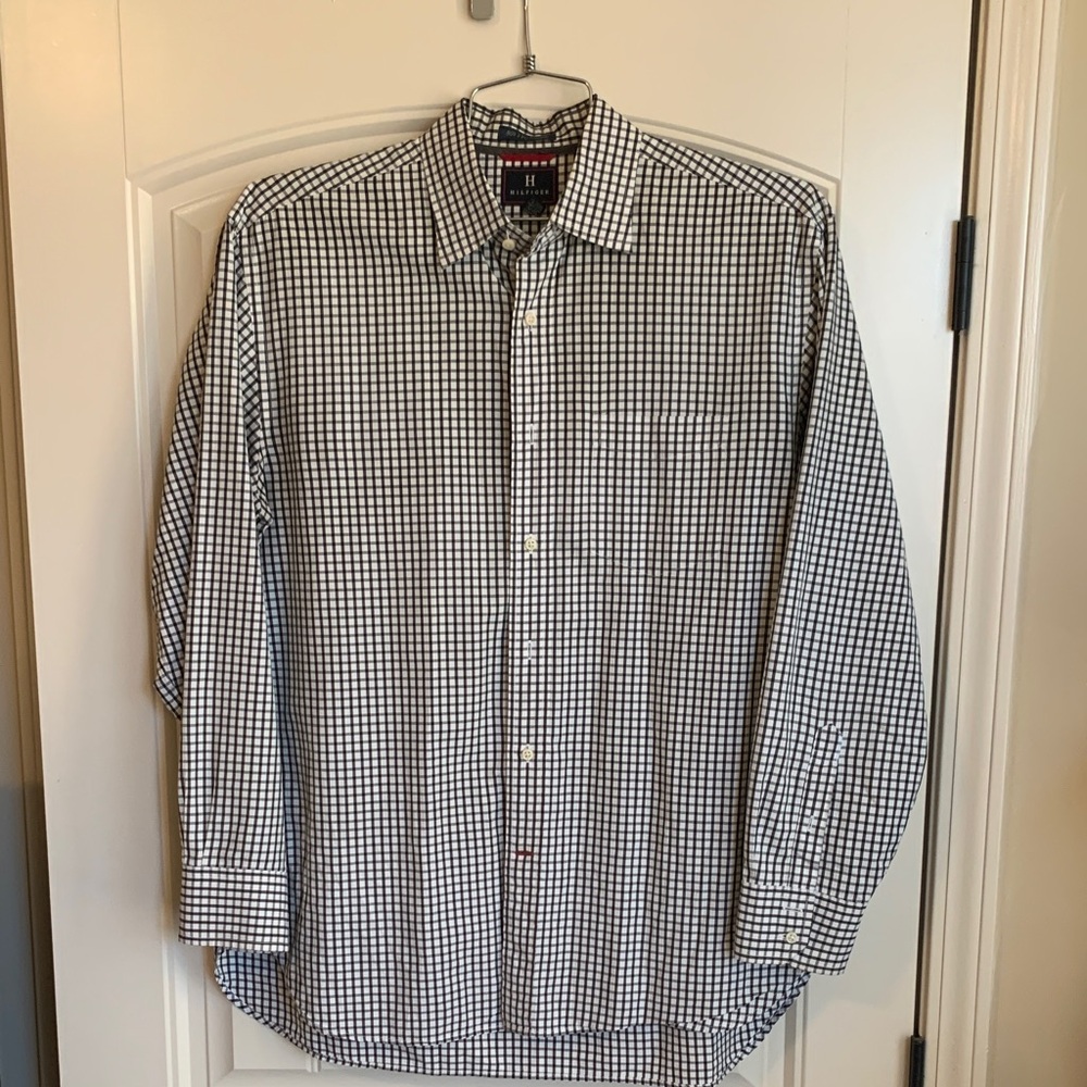 Tommy Hilfiger Black and White Checkered Shirt